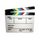 Clapper board with coloured chevrons